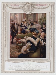 Belle Epoque Paris, Modna dama pijąca herbatę (kolor lito) autorstwa Albert Guillaume
