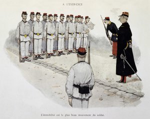 W ćwiczeniu: unieruchomienie to najpiękniejszy ruch żołnierza - Armee widziany przez Alberta Guillaume (1873-1942), ok. 1900 autorstwa Albert Guillaume