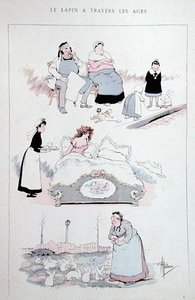 „Królik na przestrzeni wieków”, rysunek reprodukowany w albumie prac artysty „Faut Voir”, ok. 1900 (kolor lito) autorstwa Albert Guillaume