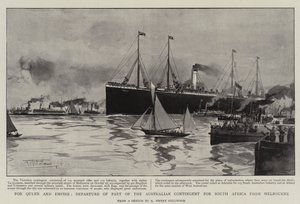 W imieniu królowej i imperium wyjazd części kontyngentu australijskiego do Republiki Południowej Afryki z Melbourne autorstwa Albert Henry Fullwood
