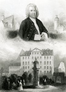 Portret Jana Sebastiana Bacha (1685-1750) i pomnik autorstwa Albert Henry Payne