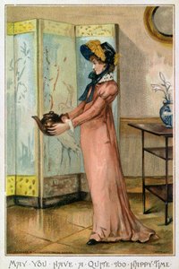 Obyś miał zbyt szczęśliwy czas, wiktoriańska kartka bożonarodzeniowa, wyd. Hildesheimer und Faulkner, Londyn, ok. 1880 r.