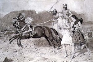 Eliasz biegnie do Jizreel przed rydwanem Achaba autorstwa Albert Joseph Moore