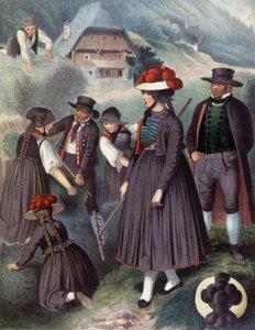 Talonpojat Badenin ympäristössä, n.1860 (kaiverrus)kiillotus autorstwa Albert Kretschmer