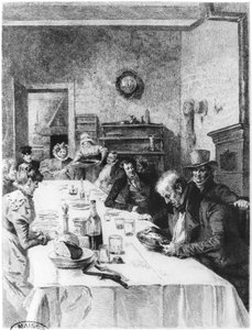 Pensjonat Vauquer, ilustracja z „Le Pere Goriot” Honore de Balzac (1799-1850) 1900