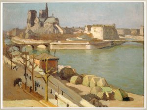 Sekwana i apsyda Notre-Dame - Paryż, katedra Notre Dame, Ile de la Cite, rzeka Sekwana autorstwa Albert Marquet