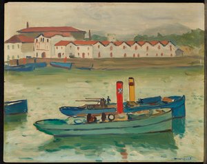 Saint-Jean-de-Luz, Łódź rybacka (olej na desce) autorstwa Albert Marquet