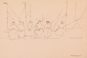Sześć kobiet na nabrzeżu (pióro i tusz na papierze) autorstwa Albert Marquet