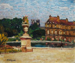 Staw w Luksemburgu; Le Bassin du Luxembourg, ok. 1904 (olej na płótnie położony na pokładzie) autorstwa Albert Marquet