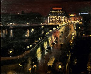 A Pont Neuf em Paris à noite A Samaritaine iluminada ao fundo polonês autorstwa Albert Marquet