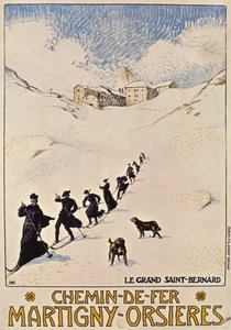 Plakat reklamujący francuską kolej od Martigny do Orsieres, 1913