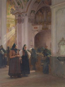 Koniec mszy w Einsiedeln