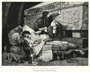 Śmierć Clodeberta, w Soissons (rycina) autorstwa Albert Pierre René (after) Maignan