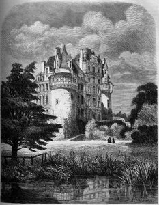 Chateau de la Loire: zewnętrzny widok na Chateau de Brissac (architektura renesansowa) autorstwa Albert Pierre Rene Maignan