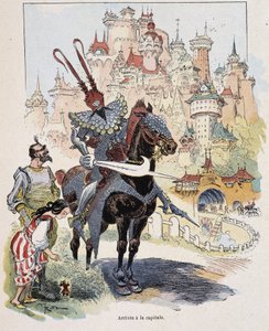 Przyjazd do stolicy – w „Podróżach Guliwera” Swifta, il. przez Robida autorstwa Albert Robida