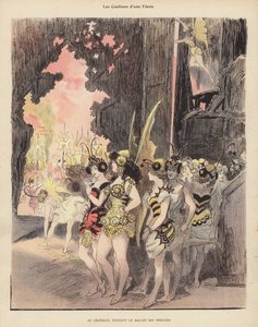 Za kulisami inscenizacji Ballet des Insectes w Theatre du Chatelet w Paryżu (kolor lito) autorstwa Albert Robida
