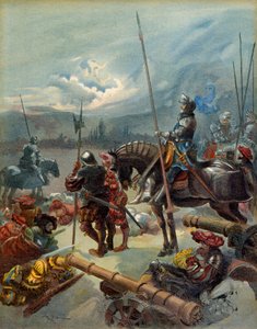 Piąta wojna włoska (1515-1516): noc Marignan (Włochy), między 13 a 14 września 1515 r. Ilustracja autorstwa Albert Robida