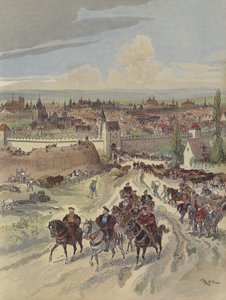 Francois I robi pracę na murach obronnych Paryża autorstwa Albert Robida