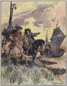 Ilustracja do Le Capitaine Bellormeau autorstwa i zilustrowana przez A Robidę (kolor lito) autorstwa Albert Robida