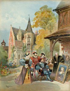 Król Franciszek I (1494-1547) kupował Mona Lisę Leonardowi de Vinci (Leonardo da Vinci) (1452-1519), w pobliżu zamku królewskiego w Amboise, w latach 1516-1519. Ilustracja