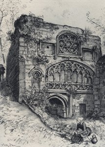 La fontaine des carmelites in morlaix - Stara Francja - Bretania - tekst, rysunki i litografie, Albert Robida (1848-1926) niedatowany koniec XIX wieku autorstwa Albert Robida