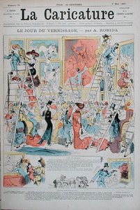 Dzień otwarcia, z „La Caricature”, 7 maja 1891 (kolor lito) autorstwa Albert Robida