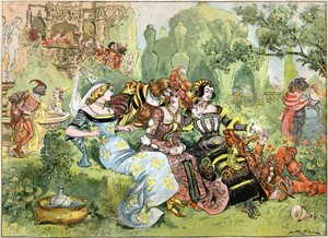 Scena „Gargantua”, ilustracja Robidy do wszystkich dzieł Francois Rabelais wydanych przez Librairie Illustree, 1885 autorstwa Albert Robida