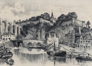 Miasto Dinan - Stara Francja - Bretania - tekst, rysunki i litografie, Albert Robida (1848-1926) bez daty koniec XIX wieku autorstwa Albert Robida