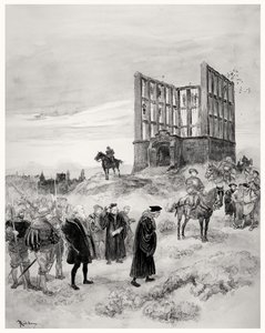 Nadinspektor Jacques de Semblancay (ok. 1445-1527) skazany na śmierć, podchodząc do szubienicy Montfaucon, 1909 (wc na papierze) autorstwa Albert Robida