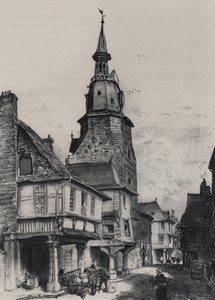 Dzwonnica Dinan - Stara Francja - Bretania - tekst, rysunki i litografie, Albert Robida (1848-1926) niedatowany koniec XIX wieku autorstwa Albert Robida