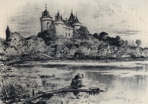 Zamek Combourg w Ille-et-Vilaine - Stara Francja - Bretania - tekst, rysunki i litografie, Albert Robida (1848-1926) niedatowany koniec XIX wieku autorstwa Albert Robida