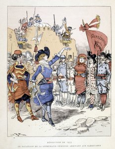 Rewolucja 1953: batalion kobiecej supremacji przybywa na barykady – w „XX wieku” Robidy autorstwa Albert Robida