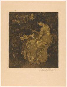 Kobieta karmiąca dziecko owsianką w łóżeczku autorstwa Albert Roelofs (signed by artist)