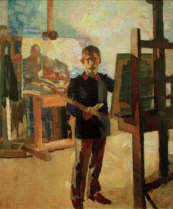 Autoportret w niebieskiej litewce autorstwa Albert Weisgerber