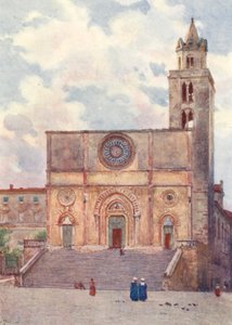 Katedra, Todi (kolorowa litografia) autorstwa Alberto Pisa