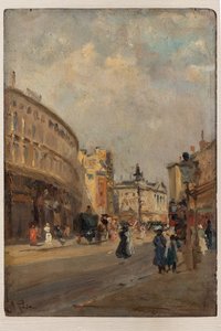 Regent Street (olej na płycie) autorstwa Alberto Pisa