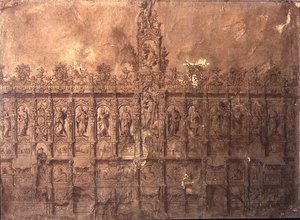 Projekt stoisk chóru (pióro i tusz na papierze) autorstwa Alberto de or Joaquin de(1674 1724) Churriguera