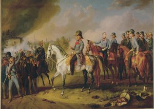 Feldmarszałek Johann Joseph Wenzel Radetzky i jego sztab generalny przed Mediolanem ... (obraz na płótnie) autorstwa Albrecht Adam