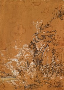 Leśny krajobraz z aniołami i najemnikami autorstwa Albrecht Altdorfer