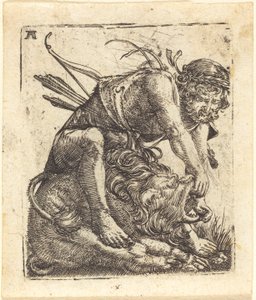 Herkules pokonuje lwa nemejskiego autorstwa Albrecht Altdorfer