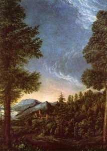 Krajobraz nad Dunajem w pobliżu Regensburga autorstwa Albrecht Altdorfer