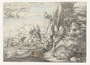Krajobraz z ciemną ścianą skalną autorstwa Albrecht Altdorfer