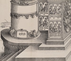 Portrety krewnych Maksymiliana i podstawa lewej kolumny zewnętrznej z datą 1..., 1515. autorstwa Albrecht Altdorfer
