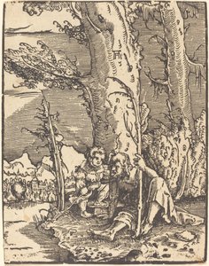 Święty Krzysztof siedzący nad brzegiem rzeki autorstwa Albrecht Altdorfer