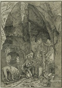 Święty Hieronim pokutujący w jaskini autorstwa Albrecht Altdorfer