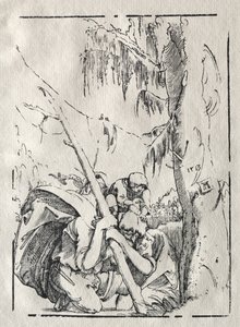 Św. Krzysztof przechodzący przez wodę z Chrystusem na ramionach, 1513. autorstwa Albrecht Altdorfer