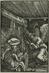 Zwiastowanie, z Upadku i odkupienia człowieka autorstwa Albrecht Altdorfer