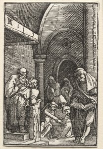 Upadek i odkupienie człowieka: Chrystus spiera się z lekarzami autorstwa Albrecht Altdorfer