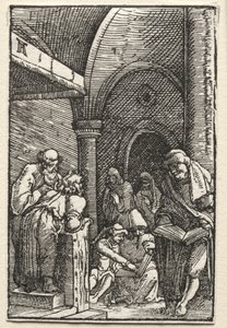 Upadek i odkupienie człowieka: Chrystus spiera się z lekarzami, c. 1515. autorstwa Albrecht Altdorfer