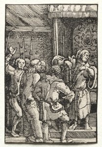 Upadek i odkupienie człowieka: Chrystus przed Kajfaszem, c. 1515. autorstwa Albrecht Altdorfer